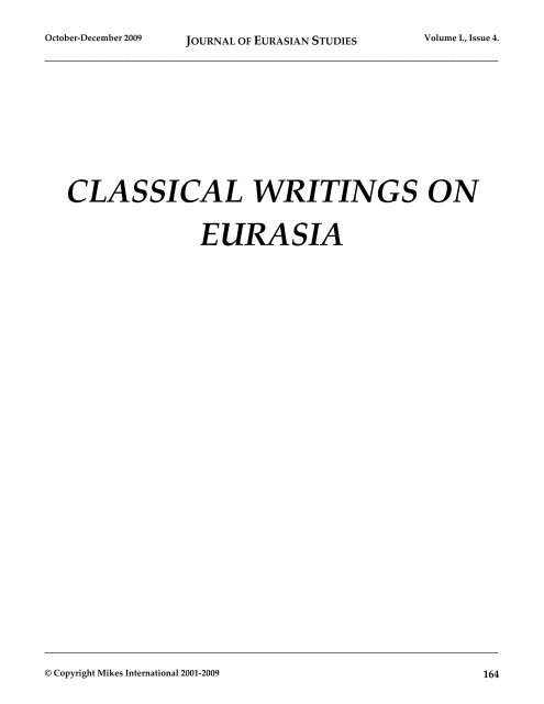JOURNAL OF EURASIAN STUDIES