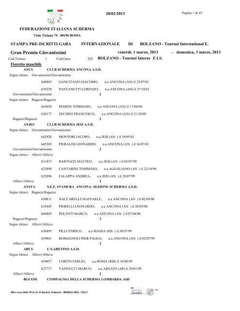 Gran Premio Giovanissimi - Federazione Italiana Scherma