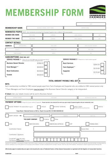 MEMBERSHIP FORM - Federated Farmers