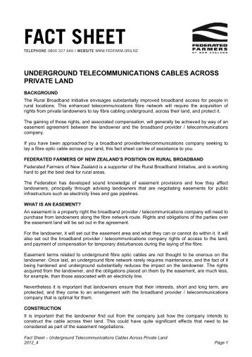 Underground Telecommunications Cables Across Private Land