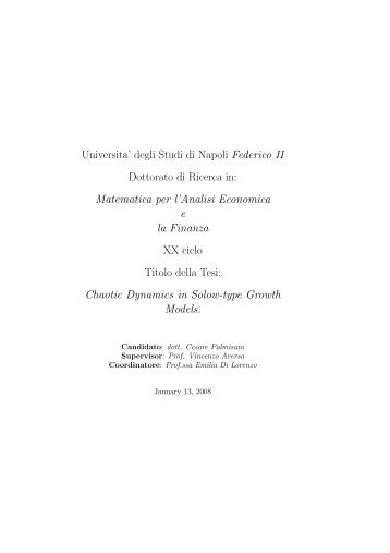 Matematica per l'Analisi Economica e la Finanza XX ci - FedOA