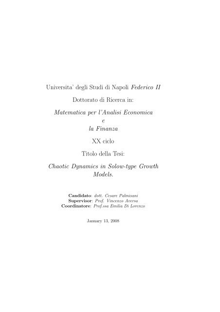 Matematica per l'Analisi Economica e la Finanza XX ci - FedOA