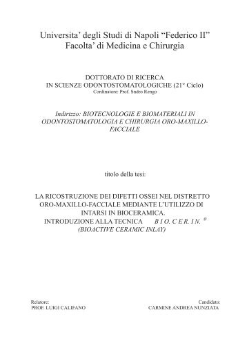 PDF (tesi di dottorato in scienza odontostomatologiche XXI ... - FedOA