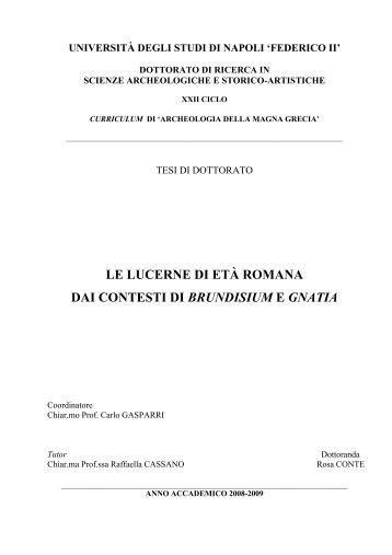 le lucerne di età romana dai contesti di - FedOA - Università degli ...