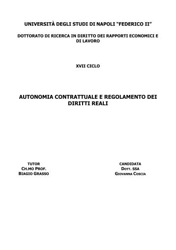 autonomia contrattuale e regolamento dei diritti reali - FedOA ...