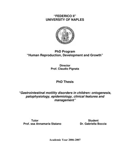 UNIVERSITY OF NAPLES PhD Program “Human ... - FedOA