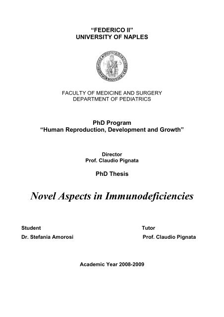 PhD Thesis Novel Aspects in Immunodeficiencies - FedOA