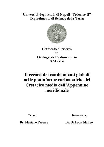 Il record dei cambiamenti globali nelle piattaforme carbonatiche del ...