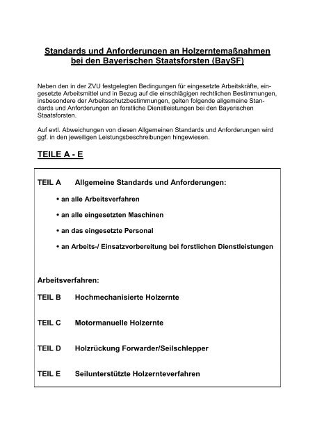 Standards und Anforderungen an ... - Bayerische Staatsforsten