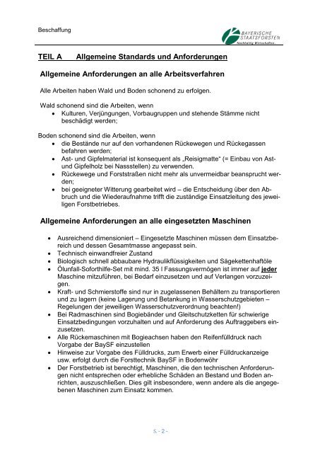 Standards und Anforderungen an ... - Bayerische Staatsforsten