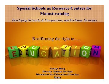 Special Schools as Resource Centres for Mainstreaming ...