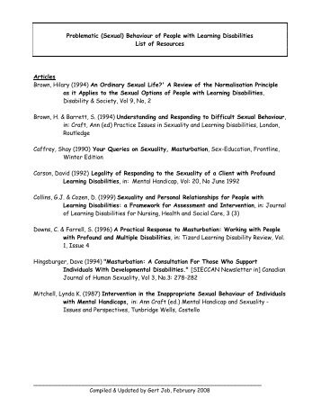 Problematic (Sexual) Behaviour of People with Learning Disabilities ...