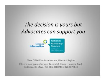 Supported decision making and independent advocacy