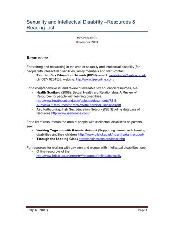 Sexuality and Intellectual Disability –Resources & Reading List