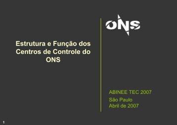 Estrutura e função dos centros de controle do ONS