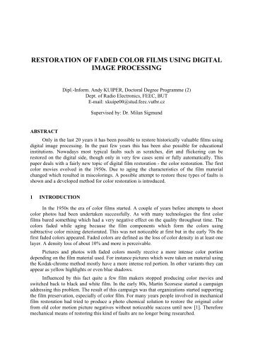 restoration of faded color films using digital image processing