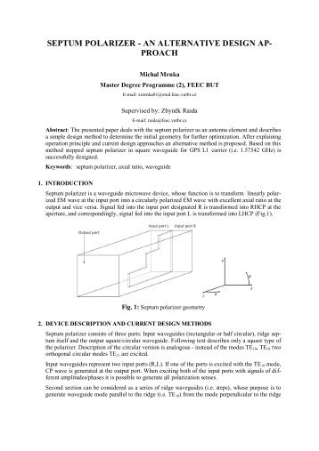 Septum Polarizer - an Alternative Design Approach