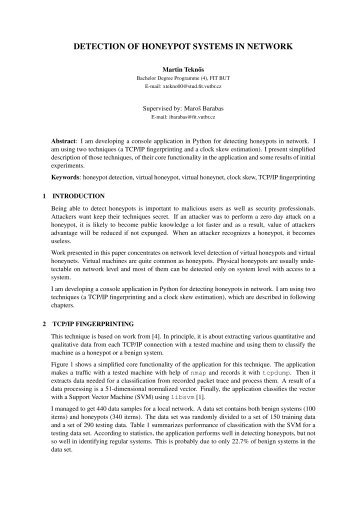 DETECTION OF HONEYPOT SYSTEMS IN NETWORK