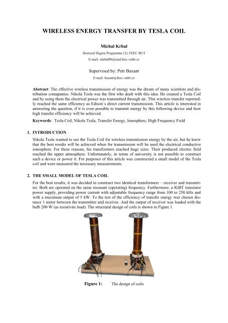Wireless Energy Transfer by Tesla Coil Circuit Diagram