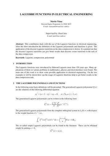 LAGUERRE FUNCTIONS IN ELECTRICAL ENGINEERING