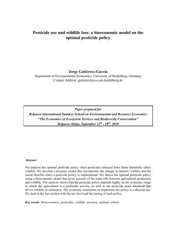 a bioeconomic model on the optimal pesticide ... - Feem-project.net