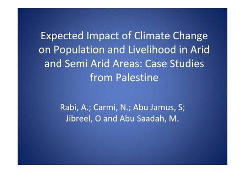 Expected Impact of Climate Change on ... - Feem-project.net