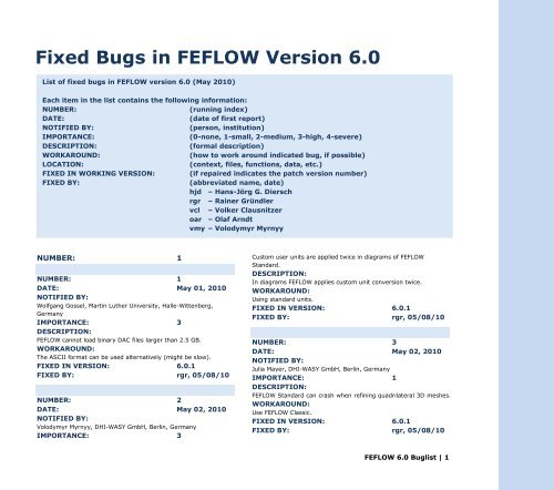 Fixed Bugs in FEFLOW Version 6.0 - MIKEbyDHI Forum