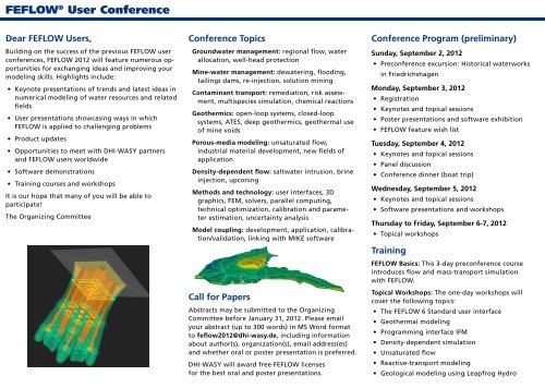 3rd International FEFLOW® User Conference September 3-7, 2012 ...