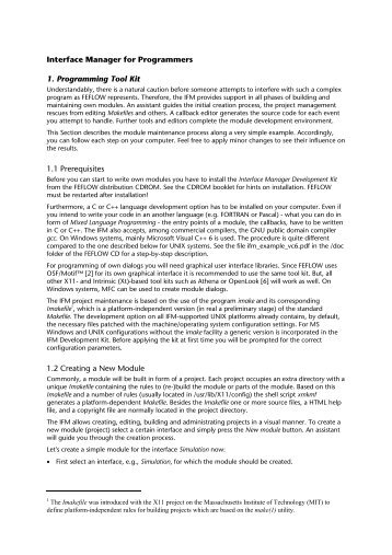 Interface Manager for Programmers 1. Programming Tool Kit - FEFlow