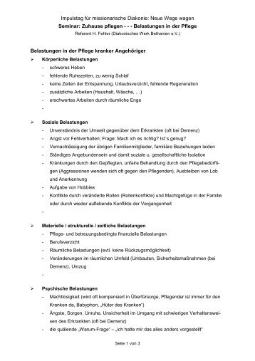 Fehler - Belastungen in der Pflege