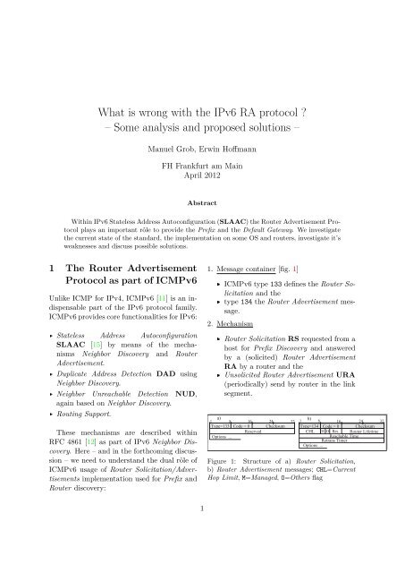 What is wrong with the IPv6 RA protocol ? - FEHCom
