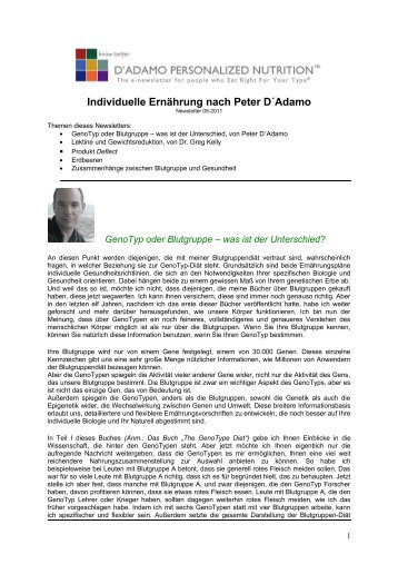 Individuelle Ernährung nach Peter D´Adamo - 4 Blutgruppen ...