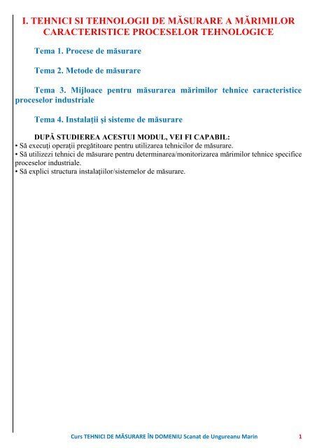 CURS TEHNICI DE MASURARE IN DOMENIU M3 - Modulul 5