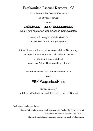 zwölftes fek-hallenfest - Festkomitee Essener Karneval e.V.