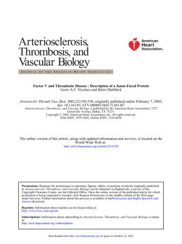 Factor V and Thrombotic Disease Description of a Janus-Faced ...