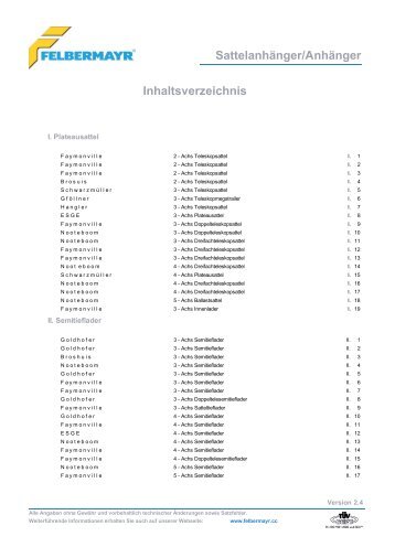 Sattelanhänger/Anhänger Inhaltsverzeichnis - Felbermayr