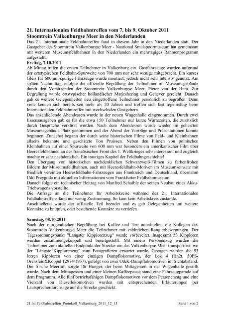 Protokoll des Treffens - Frankfurter Feldbahnmuseum eV