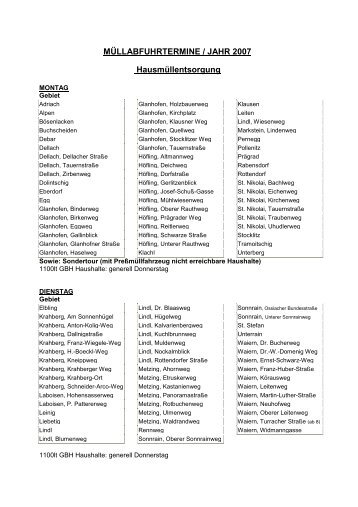 MüllabfuhrTermine 2007