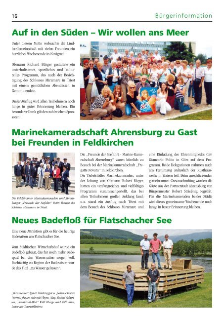 Schöne Ferien! - bei der Stadtgemeinde Feldkirchen in Kärnten