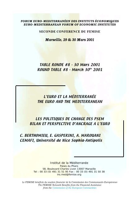 Berthomieu C. , Gasperini E. & Marouani A., Les politiques  - Femise