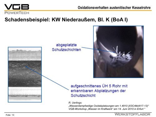 Dampfseitiges Oxidationsverhalten austenitischer Kesselrohre