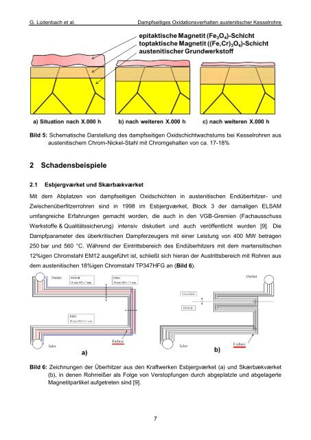 Dampfseitiges Oxidationsverhalten austenitischer Kesselrohre