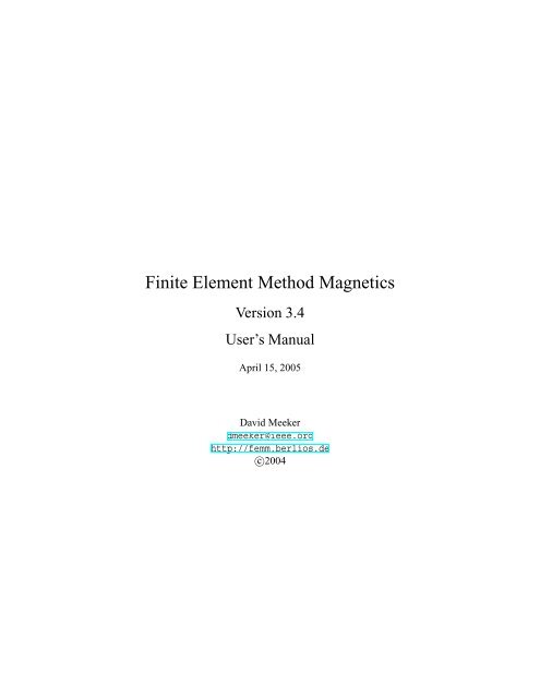 1 Introduction - Finite Element Method Magnetics