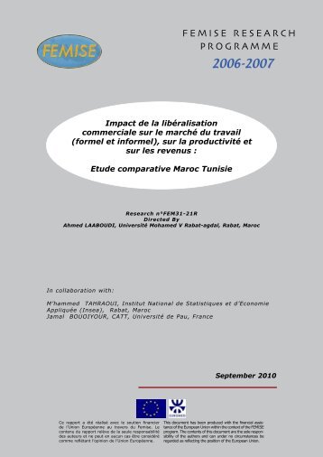 Impact de la libéralisation commerciale sur le marché du ... - Femise