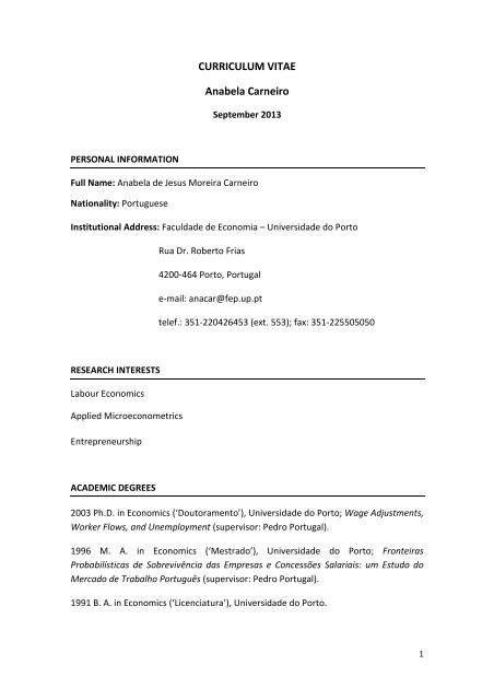 Cv Fep Universidade Do Porto