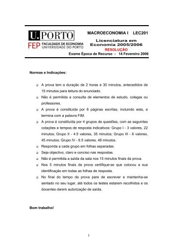 1 º Teste 2004/2005 – Macroeconomia I LEC201 - FEP