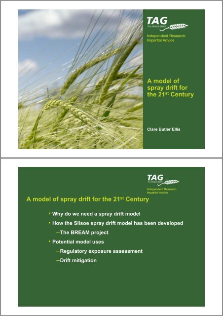 A model of spray drift for the 21st Century - Defra