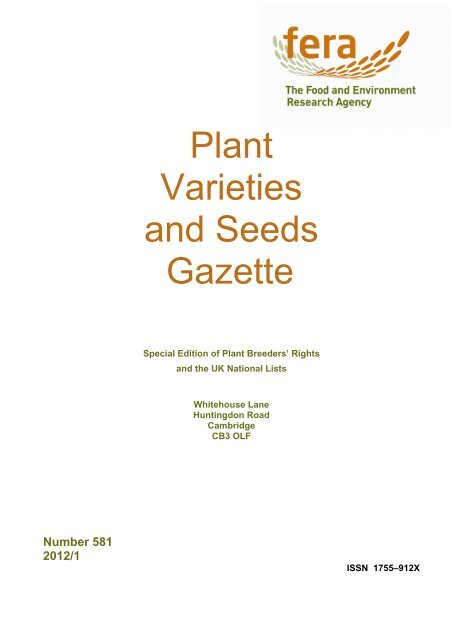 Special Edition 2012/1 (PDF 358KB) - The Food and Environment ...