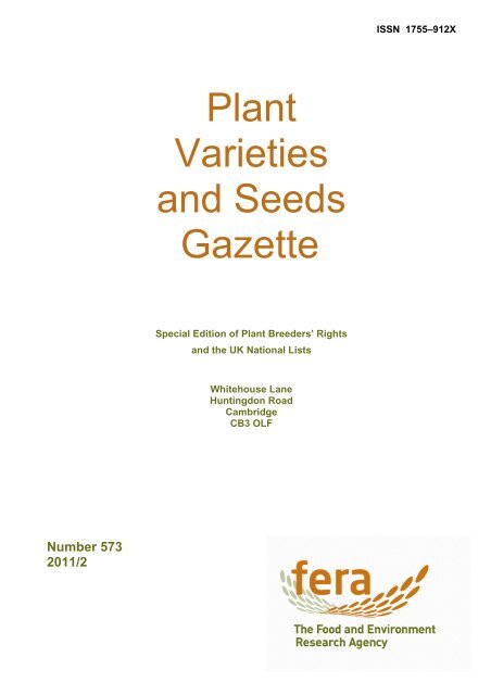 Plant Varieties and Seeds Gazette - The Food and Environment ...