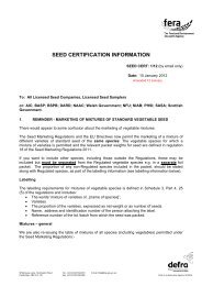 SEED CERTIFICATION INFORMATION - Defra